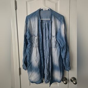 Zenana Light Blue Denim Shirt Size Xl